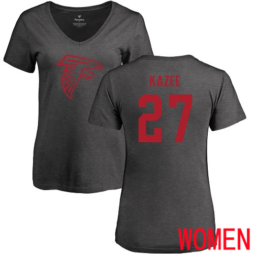 Atlanta Falcons Ash Women Damontae Kazee One Color NFL Football #27 T Shirt